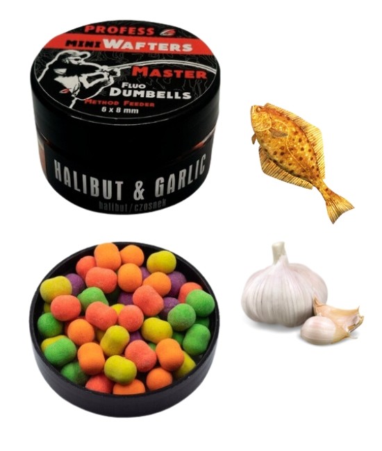 MINI Dumbell Wafters FLUO MASTER– HALIBUT & GARLI 