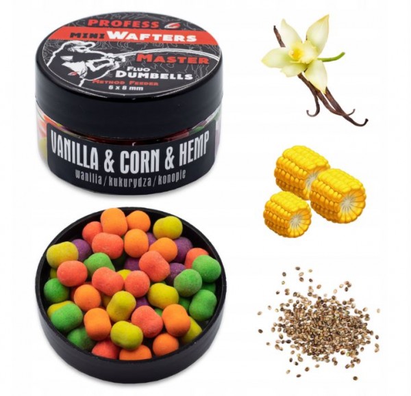 MINI Dumbell Wafters FLUO MASTER–VANILLA & COR&HEM