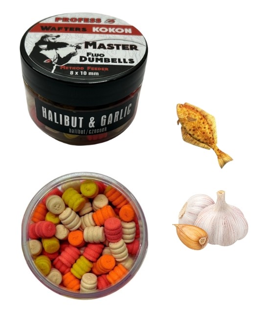 Dumbell Wafters FLUO MASTER KOKON – HALIBUT&GARLI