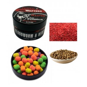 MINI Dumbell Wafters  FLUO MASTER  BLOODWORM &HEMP